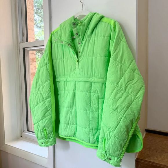 NWT Free People Pippa Packable Pullover Puffer Jacket Lime Green Large - Picture 5 of 9